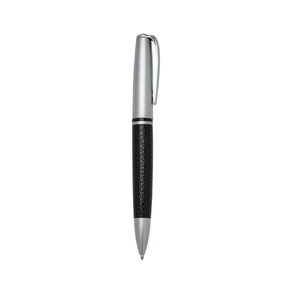 Caneta Metal Fosco C/ Couro